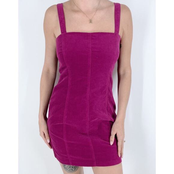 NWT Forever 21 Magenta Faux Suede Mini Casual Dress Size Medium - Picture 2 of 4